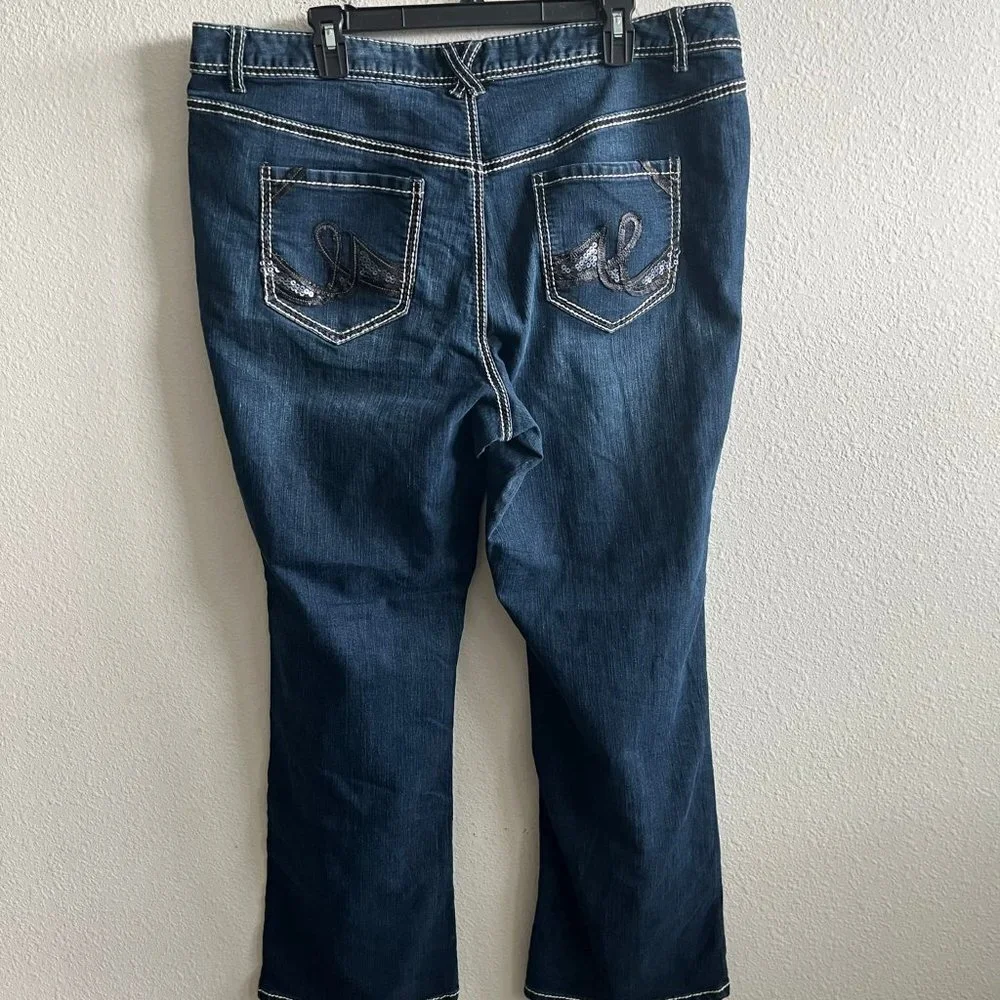 Lane Bryant Women's Dark Wash Stitch Boot Cut Jeans Size 20 Style 015001-12